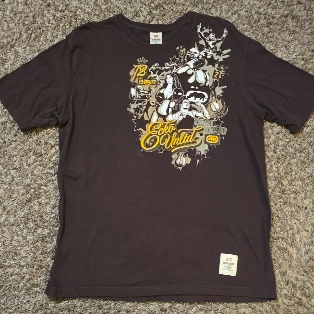 Ecko Unlimited Men's Brown 1972 Classic Graphic T-Shirt XL Boxing Throwback 90s